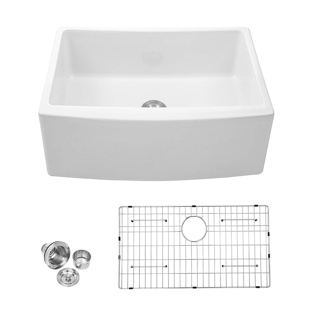 Aquacubic cUPC сертифицирована Белая керамическая кухня размером 33 x 21 дюйма с одной чашей, передняя раковина в фермерском доме